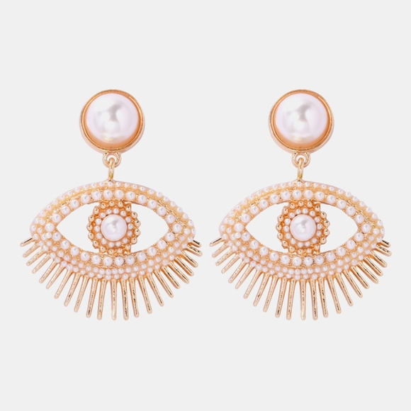 Green Evil Eye Shape Rhinestone Dangle Earrings - Picture 5 of 6